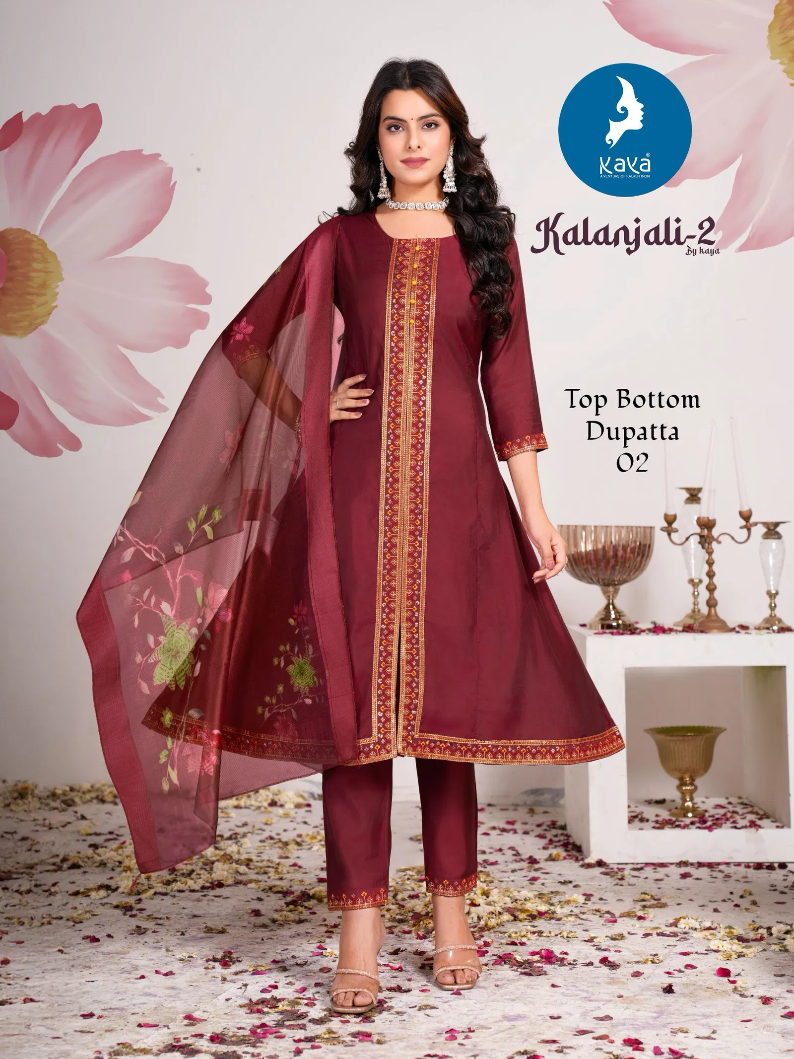 Kalanjali 2 By Kaya Roman Silk Kurti With Bottom Dupatta Suppliers In India